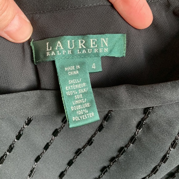NWOT Lauren Ralph Lauren Black Silk Beaded Skirt, Size 4 - Picture 13 of 14